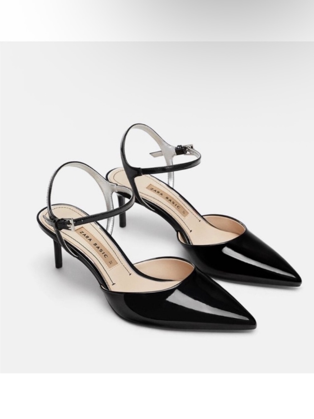 ZARA Basic Patent Leather Slingback Heels -39